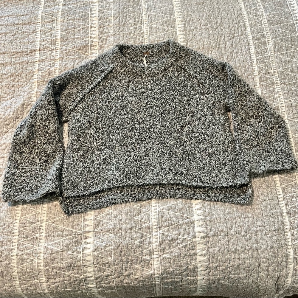 Free People Marled Textured Sweater Size M Cozy Neutral Boucle Knit
